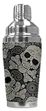 Mugzie 'Paisley Skulls' Cocktail Shaker with Insulated Wetsuit Cover, 16 oz, Black
