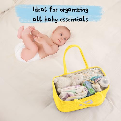 Image of OIAHOMY Diaper Caddy Organizer for Baby, Portable Baby Basket with Handles, Baby Gift Basket for Newborn, Diaper storage Organizer for Changing Table and Car