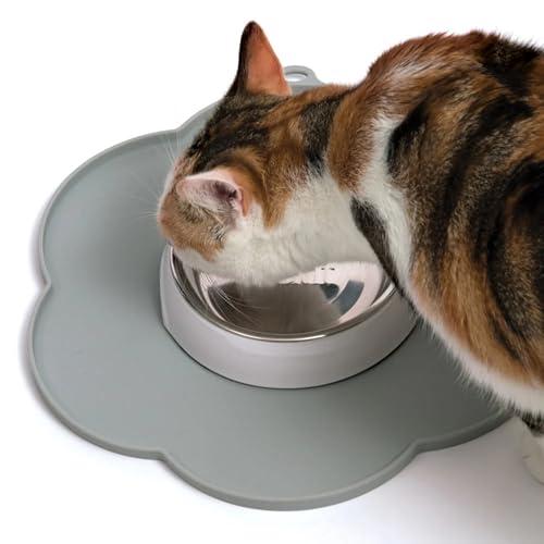 Catit Silikonmatte in Blumenform, wasserdichte Unterlage für Trinkbrunnen, 30cm, grau, 1 Stück (1er Pack)