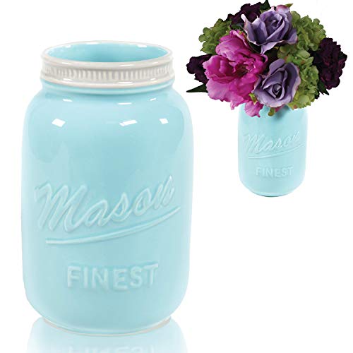 Mason Jar Vase by Sparrow Decor (Blue)