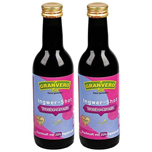 GRANVERO®, Bio Ingwer Shot, Traube-Aronia, 2 Flaschen, je 250 ml, DE-ÖKO-006 Cover