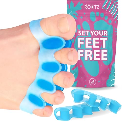 ROOTZ® | Separadores de Dedos de los Pies como Corrector de Juanetes | Enderezador de Dedos para Terapia Barefoot | 2 Piezas de Silicona (Azul)