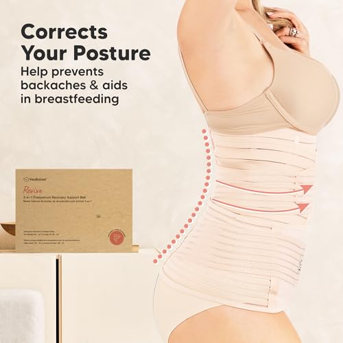 3 in 1 Postpartum Belly Support Recovery Wrap - Postpartum Belly Band, After Birth Brace, Slimming Girdles, Body Shaper Waist Shapewear, Post Surgery Pregnancy Belly Support Band (Classic Ivory, M/L)