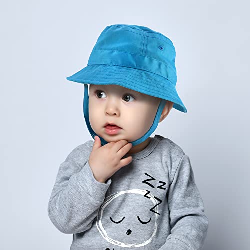 Image of Trendy Apparel Shop Infant Light Weight Bucket Hat with Chin Strap - Teal - Infant