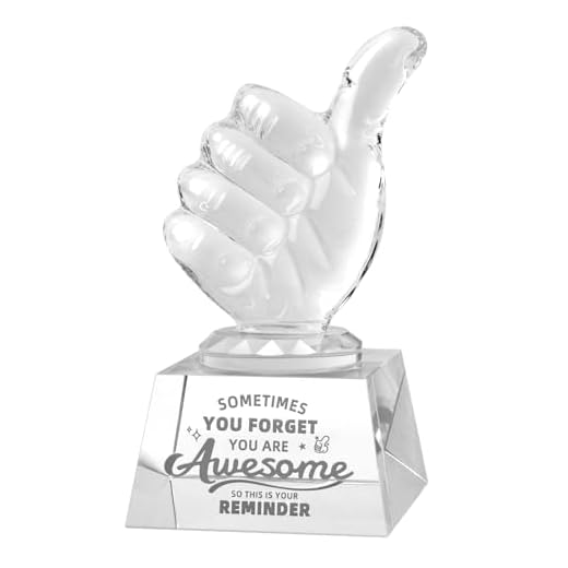 QIANCHANG Thumbs Up Crystal Glass Award Plaque Trophy Paperweight, Sometimes You Forget Your Awesome Birthday Gifts for Women Friends Employee Coworker