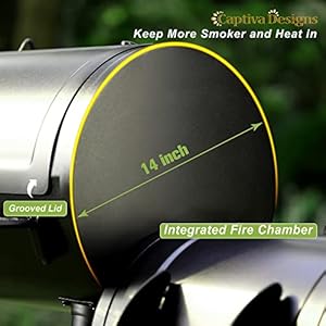 Captiva designs charcoal grill with offset smoker all metal steel made outdoor smoker 512 sqin cooking area best combo for outdoor garden patio and backyard cooking  urban country home decor