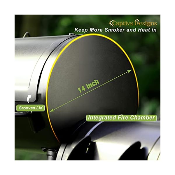Captiva designs charcoal grill with offset smoker all metal steel made outdoor smoker 512 sqin cooking area best combo for outdoor garden patio and backyard cooking  urban country home decor