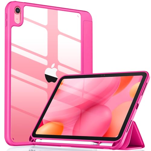 Image of Wenlaty Compatible with iPad (A16) 11th Generation Case 11 Inch 2025, for iPad 10th Generation Case 10.9 Inch 2022 with Pencil Holder, Trifold Stand Protective Clear Back Shell, Auto Wake /Sleep, Rose