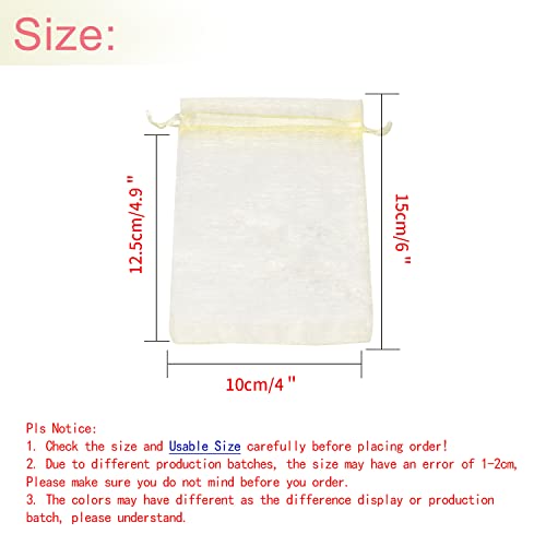 Image of Dealglad 100pcs Drawstring Organza Jewelry Candy Pouch Party Wedding Favor Gift Bags (4x6 inch, Beige)