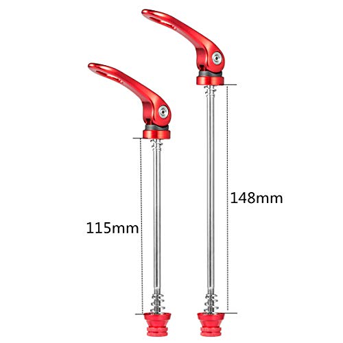 Chooee Quick Release Skewers Set delantero y trasero para bicicleta de montaña o carretera (rojo/negro) miniatura 3