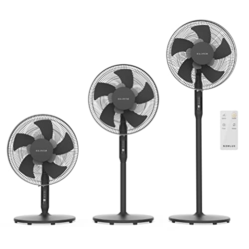Newlux - Ventilatori a piantana con telecomando 3 in 1 W1050 Smart 10 Aspas da ø40cm, 3 Vel. e timer 18 ore. Ventilatore a pedale oscillante 90° con altezza regolabile 130, 100 o 70cm (Nero)