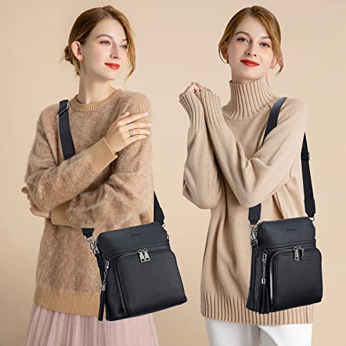 Roulens Crossbody Bag For Women,Lightweight Medium Crossbody Purse Soft Leather Women's Shoulder Handbags With Tassel #TOP6