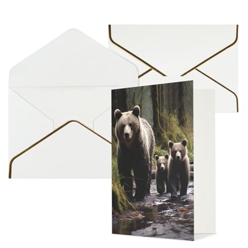 STVYUKL O[eBOJ[h t Thinking of You Card Mother Bear and her cubs Happy Birthday  ҏ 󔒂̃J[h @ 4x6