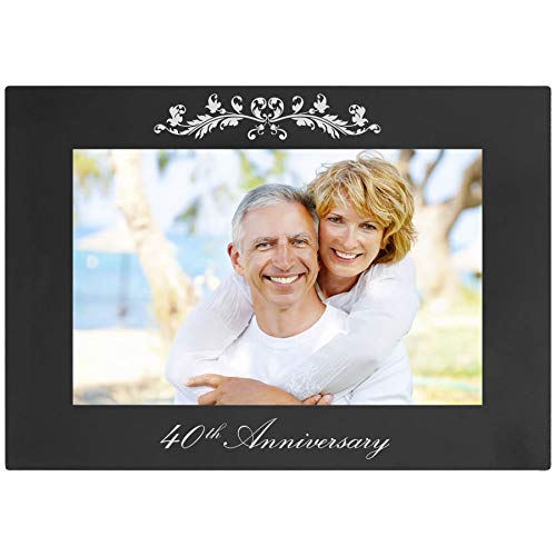 Customgiftsnow 40Th Anniversary - Laser Engraved Anodized Aluminum Hanging/Tabletop Wedding Photo Picture Frame #TOP19