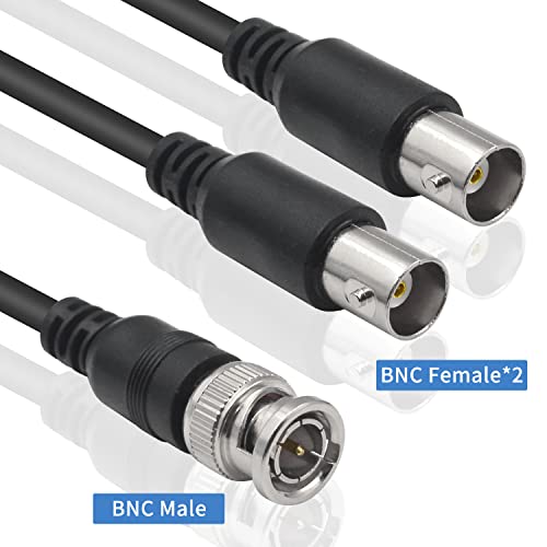 Maxhood BNC Male to 2 Female Splitter Cable 1.5ft, BNC 1 in 2 Out Coax Cable - Image 2