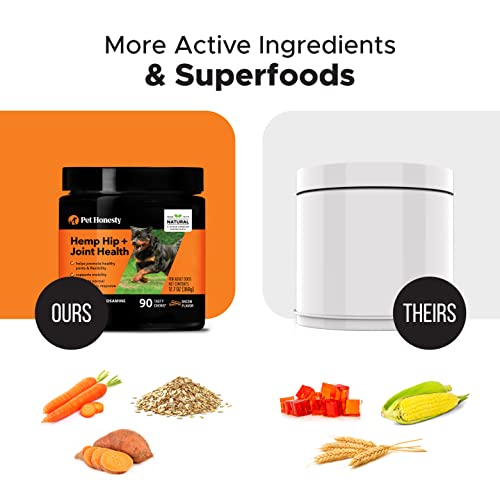 Pethonesty Hemp Hip & Joint Supplement For Dogs - Hemp Oil & Hemp Powder - Glucosamine Chondroitin For Dogs, Turmeric, Msm, Green-Lipped Mussel, Supports Mobility, May Reduce Discomfort (Bacon) #TOP7