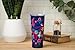 Silver Buffalo Disney Alice in Wonderland Floral Pattern Double Walled Stainless Steel Tumbler with Straw, 22 Ounces, Multicolor
