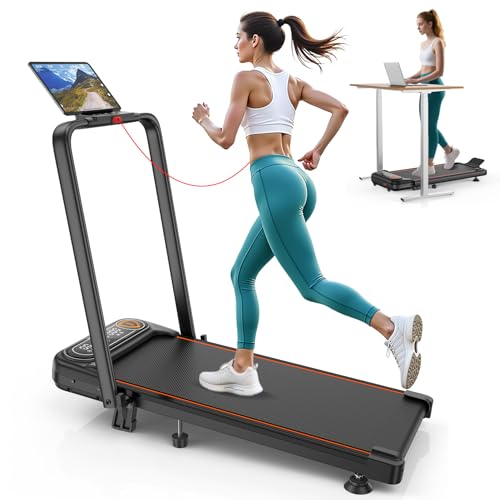 Foldable Treadmill with 10% Incline, 3.5HP Low Noise Walking Pad Treadmill with Handle Bar, Rayspace 4 in 1 Portable Under Desk Treadmills for Home/Office, 350 Lbs Capacity, APP & Remote Control