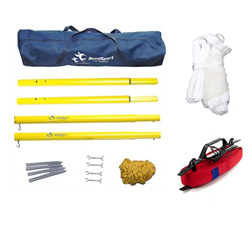 RomiSport Badminton komplettes Netz + Pfosten + Feldmarkierung Courtline einstellbar max. 6,15 x...