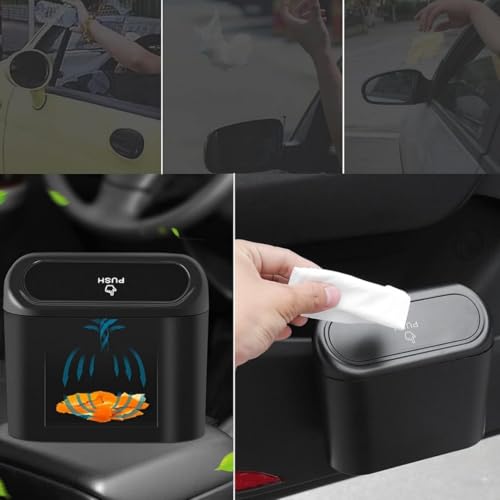 Image of Car Trash Can with Lid, 2 Pack - Includes Waterproof Trash Bin, Car Organization, Trashcan, Car Storage, 6 Leak-Proof Bags, Hooks & Purse Accessories