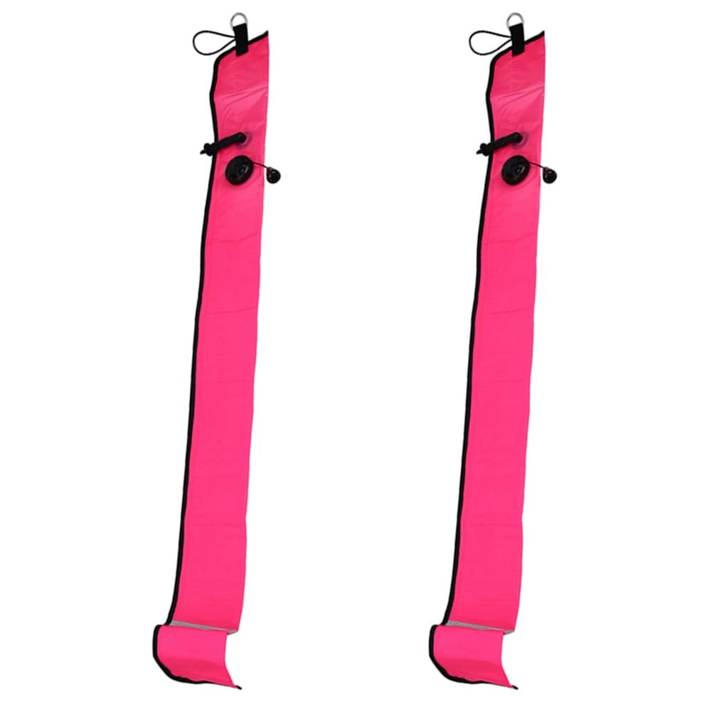 2 unidades 1M Buceo Buceo Inflable SMB Señal Marcador Visibilidad Float Señal Tubo Salchicha, Rosa Rojo