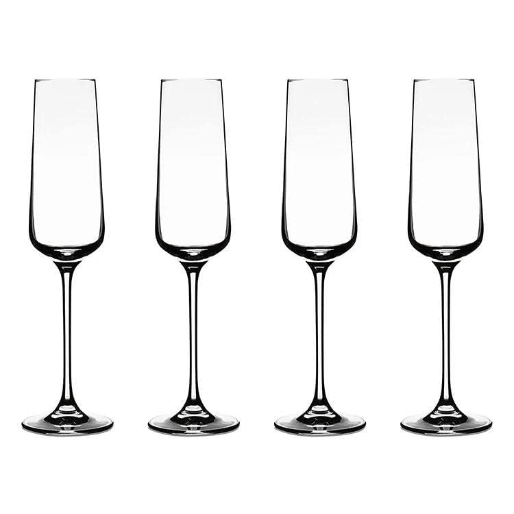 PATRANI FASHION Wine Glasses Champagne Flutes 180 ML, Set of 2 Crystal Glass Hand Blown Edge Brandy Glasses, Premium Crystal Champagne, Sparkling Long Champagne Flutes, Wine, Whiskey 2