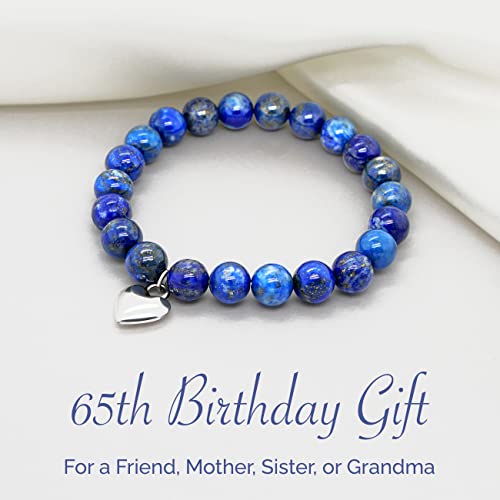 Olgas Gems 65Th Birthday Milestone Bracelet & Meaningful Message Card For Women - Beautiful And Sentimental Birthday Gifts For 65 Year Old Woman Made With Natural Lapis Lazuli Stones #TOP2