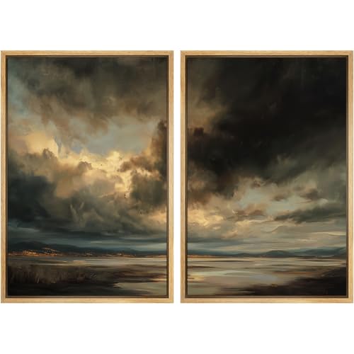 SIGNWIN Framed Canvas Print Wall Art Set Dramatic Stormy Sky