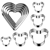 Tmflexe Mickey Love Heart Cookie Cutter, Pack of 5,Set of 2