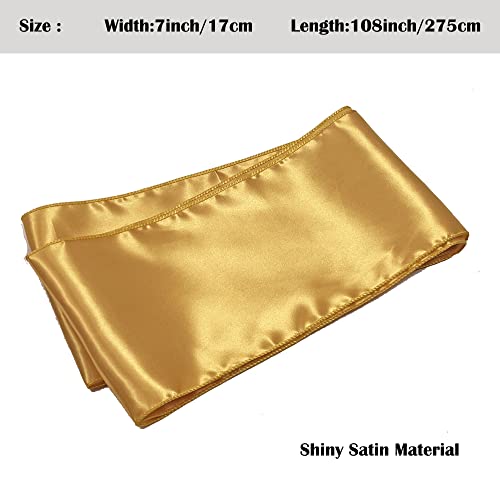 Maiangel Satin Chair Sashes Bows-50PCS Chair Ribbon Ties Back Sash for Wedding Party Events Banquet Chair Cover Decoration (Gold)