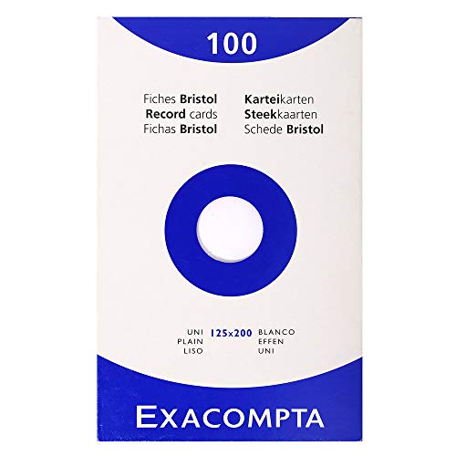 Exacompta Bristol Cartões de gravação simples, 125 x 200 mm - branco, pacote com 100