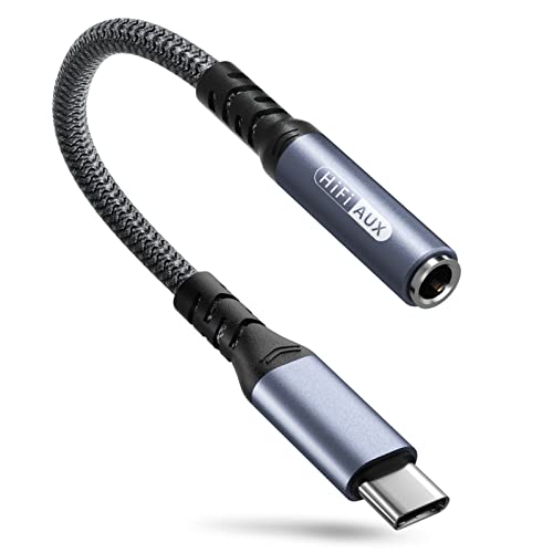 OKRAY USB C to 3.5mm Headphone Jack Adapter, USB Type C to Aux Audio Dongle Cable with Hi-Res DAC Chip for iPhone 16e/16/15 Pro Max Plus, iPad Pro Air 4/Mini 6, Galaxy S25 S24 S23 Note20 A35 (Grey)
