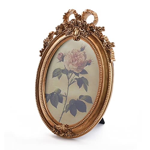Cisoo Vintage Oval Picture Frame Antique Photo Frame Table Top Display And Wall Hanging Home Decor, Bronze Gold (5X7) #TOP1
