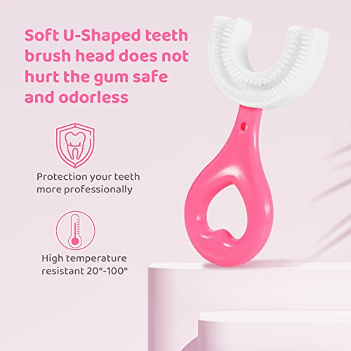 Pegciz Kids U-Shaped Toothbrush, Toddler Toothbrush Food Grade Soft Silicone Brush Head, Manual Whole Mouth Toothbrush For Kids Age 2-6, 360° Oral Teeth Cleaning Design #TOP3
