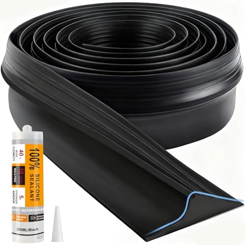 Jin&Bao Universal Garage Door Threshold Seal Kit (16FT) Black