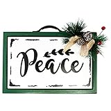 Christmas Farmhouse Wood Hanging Wall Sign Decor Wooden Words Peace Sign, Rustic Decorative Signs...