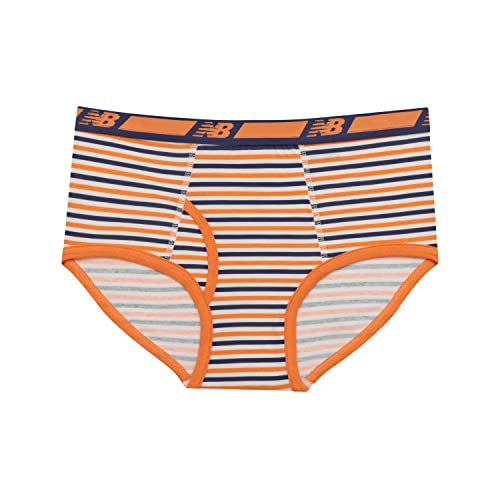New Balance Boy's Briefs, Cotton Underwear 5-Pack, Team Navy/White/Stripes/Ginger Orange/Shoes, X-L