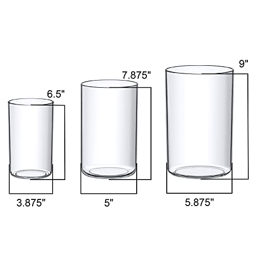 Amazing Abby - Vase Viola Grande - Acrylic Cylinder Vases (3-Piece Set), Plastic Cylindrical Flower Vases For Wedding Centerpieces, Home Decorations, Office Ornaments, Shatter-Proof, 6" + 8" + 9" (H) #TOP1