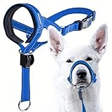 Hundehalfter Verstellbar Maulschlaufe Hund Gepolstertem Stoff,Hundehalfter Mit Gepolstertem Stoff,Verstellbar Ziehen Verhindert Halti Kopfgeschirr (Blau, S)