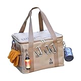 収納ボックス 収納バッグ アウトドア キャンプ トートバッグ 大容量 コンテナ 七輪 ツールボックス 収納ケース 調味料入れ 桜 花見 さくら はなみ BBQ バーベキュー スパイスボックス 仕切り付き 撥水性能 防水 PU底部 直置き出来る クッション材入り 多機能 マルチ収納ケース ベルクロ 調味料ケース キャンプ道具収納に最適（30L,イエローオークル）