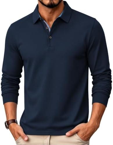 zitysport Poloshirts Herren Langarm Atmungsaktives Schnelltrocknend Langarmshirts Männer Sommer Knopfleiste T Shirts für Männer Casual Sport Shirt Basic Regular Fit Golf Polohemd