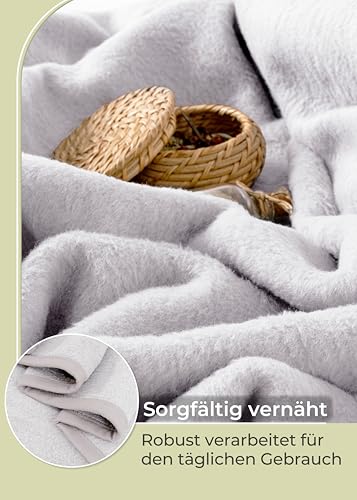 LAYNENBURG Premium Baumwolldecke 150x200 cm - Oeko-TEX 100 - Baumwollmix Kuscheldecke - Decke als Wohndecke, Sofa-Decke & Couchdecke - Wolldecke kuschelig-warm aus Baumwolle (hellgrau)