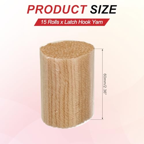 Image of MECCANIXITY 15 Rolls Latch Hook Yarn, 3mm Light Brown Latch Hook Kit Yarn Precut Hook Rugs Making Crochet Bundles for Rug Adults Beginners Tapestry DIY Craft