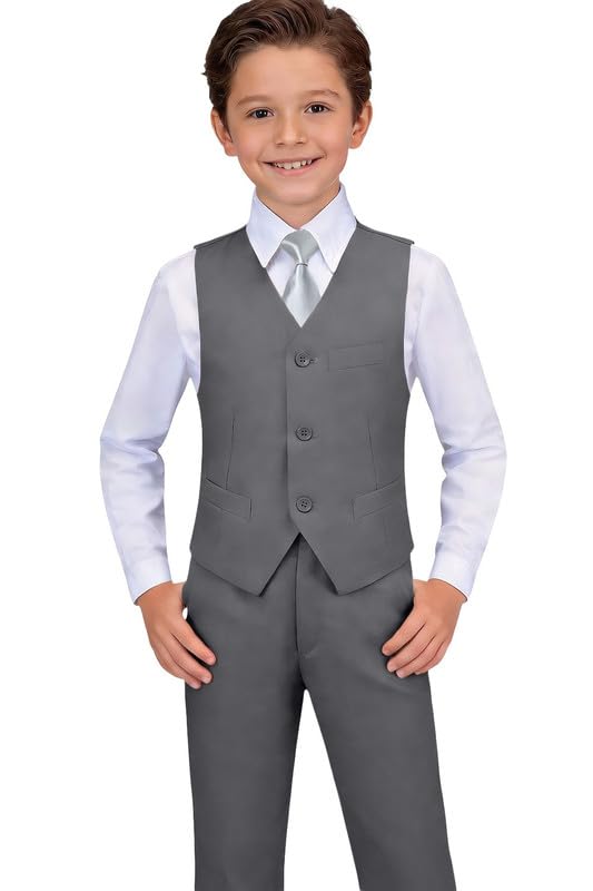 Visaccy Boys Formal Suit Slim Fit Tuxedo Suits for Kids Ring Bearer Outfit