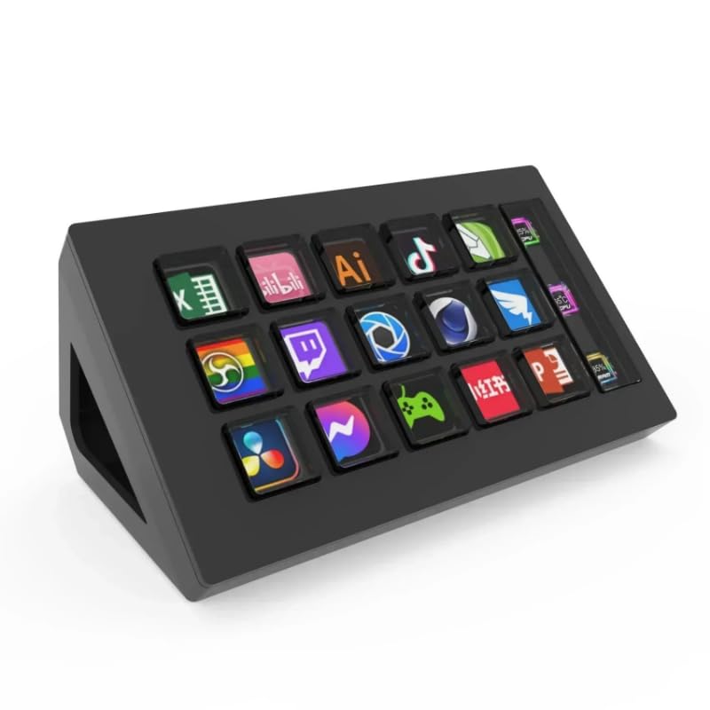 Teclado visual Stream Deck con 15 teclas LCD - Controlador personalizable de creación de contenido en vivo para Windows, macOS, Android, iOS (negro)
