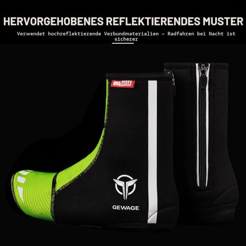 GEWAGE Thermo Fahrrad-Überschuhe, reflektierend, für MTB und Rennrad (Green, XL) – Ansicht 5