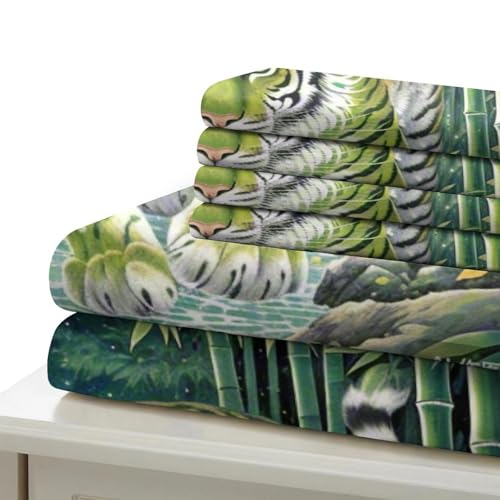 Housse de couette tigre en microfibre douce anti-plis dotée d'une fermeture éclair cachée