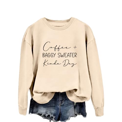 Coffee Sweatshirts for Women Coffee Baggy Sweater Crewneck Sweatshirt Graphic Casual Lightweight Pullover Tops