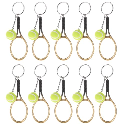 Porte-clés Tennis lot de 10 pièces avec mini raquette et balle pour décoration de sacs