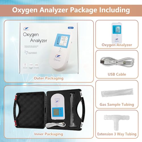 Oxygen Analyzer 4-in-1 Handheld Gas Purity & Flow Tester with LCD Display, Measures O₂ Concentration, Flow Rate (LPM), Pressure (PSI/kPa) & Temperature – Rechargeable Battery Powered - Image 6